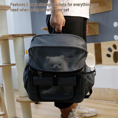 Корзина для собак Wakects, переноска для тварин на велосипед, для котів та собак, з 2 кишенями та сіткою, для маленьких та середніх порід