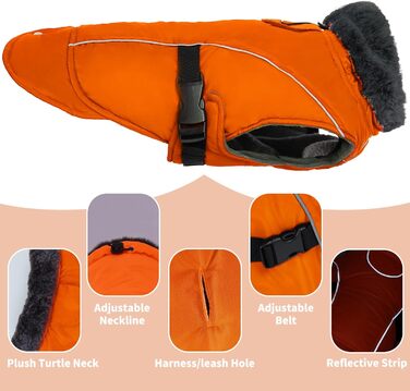 Зимний теплий жилет для собак DENTRUN з флісовою підкладкою, водонепроникний, для середніх собак, камуфляж білий (XXX-Large, помаранчевий/червоний у смужку)