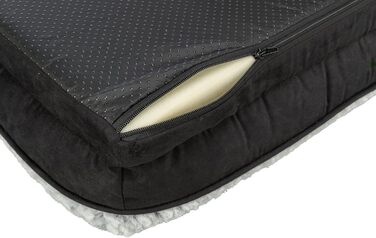 Ортопедичне ліжко для собак TRIXIE Vital Lino, 110x75 см - м'яке ліжко з memory foam, для літніх собак, чорний/сірий