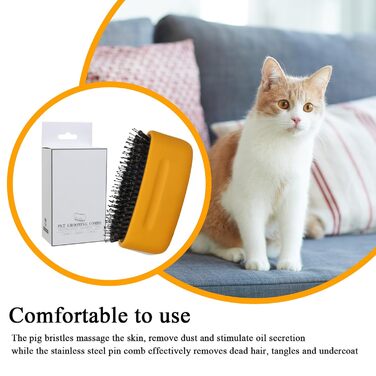 Щітка для котів для видалення шерсті | Щітка від шерсті для котів та довгошерстих собак, аксесуар для догляду за тваринами для дому та в дорогу, білий (жовтий)