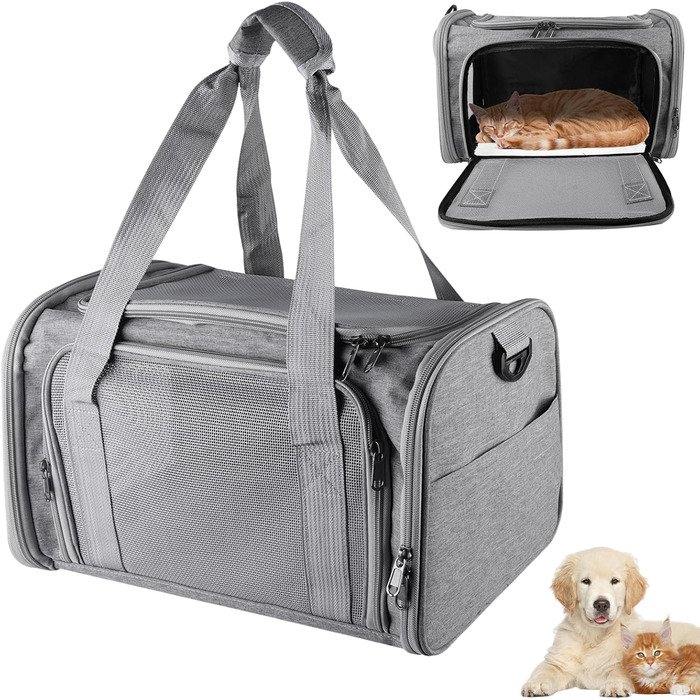 Транспортна сумка для кота/собаки WANDGU: складана, дихаюча, до 7 кг, з повідком та плечовим ременем