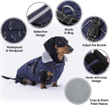 Зимовий одяг для собак ASENKU: теплий, водонепроникний, вітрозахисний, з світловідбиваючими елементами. Підходить для малих, середніх та великих собак. Кольори: зелений (S), синій (S).