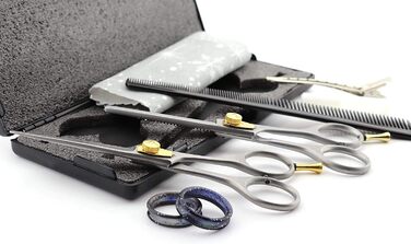 Набір професійних ножиць для волосся Haryali London, 15.2 см, з регулюванням натягу, для стрижки та текстурування, у подарунковій коробці (срібло)