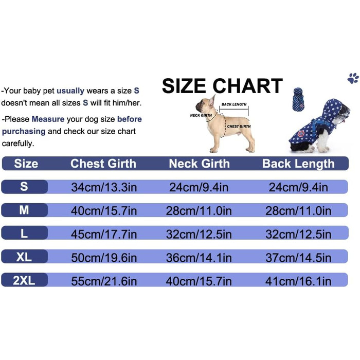 Зимовий теплий пуховик для собак з протекторними отворами, вітронепроникна куртка для холодної погоди, бавовна, костюм для цуценят, маленьких та середніх собак, розмір XL (2XL: Обхват грудей:55см/21.6 дюймів, Стиль 2: Синій горошок)