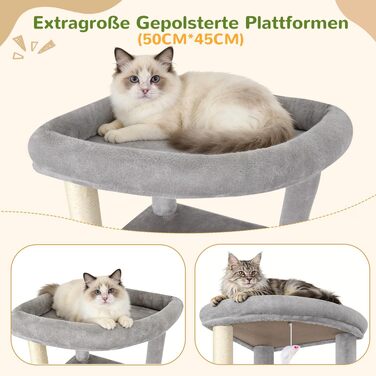Комплекс для котів Globlazer XXL (204 см) з будиночком, платформами та дряпками - Сірий