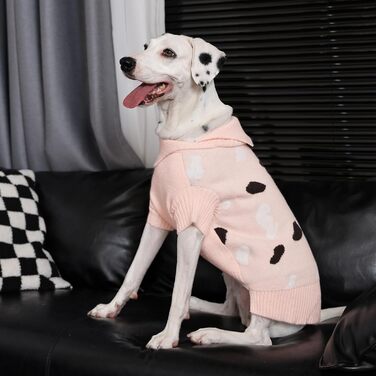 Теплий в'язаний пуловер для собак Куосер з рожевим коміром - зручний та м'який одяг для маленьких собак, підходить для зимового використання в приміщенні та на вулиці