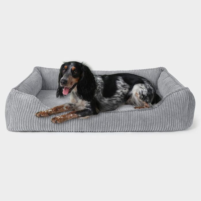 PAW WOW Антон ортопедичне ліжко для собак, сіре, 100x70 см – лежак для малих, середніх і великих порід