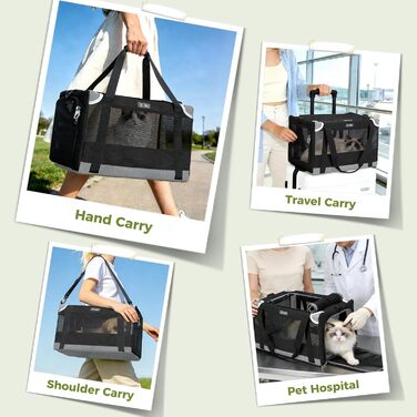 Переноска для котів та собак Lekesky Transportbox Katze, чорна, розмір L, складна