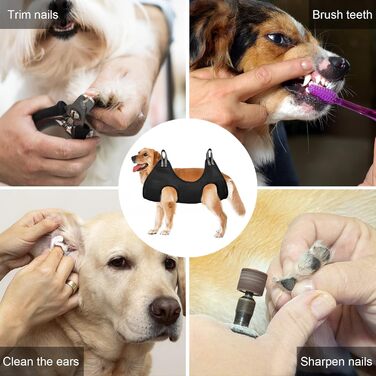 Гамак для собак з S-гачками. Гамак для собак та котів, грумінг, догляд за шерстю, купання (Чорний, до 35 кг)