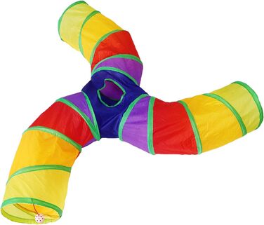 Туннель для котів Bemodst Regenbogen, S-подібний, ігровий, складаний, 3-х шляховий. Підходить для котів, кроликів, хом'яків, цуценят.