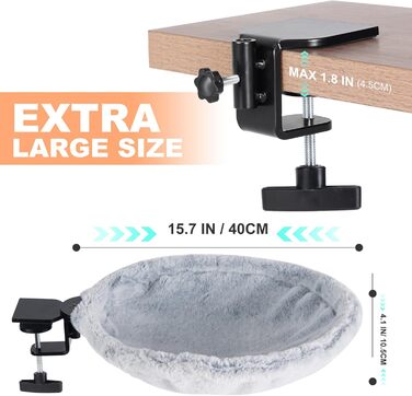 Крісло-гамак для котів Uross - 360° обертання та регулювання висоти, м'яке ліжко для котів з 2 знімними чохлами, для дому та офісу, цілорічне використання (Сірий)