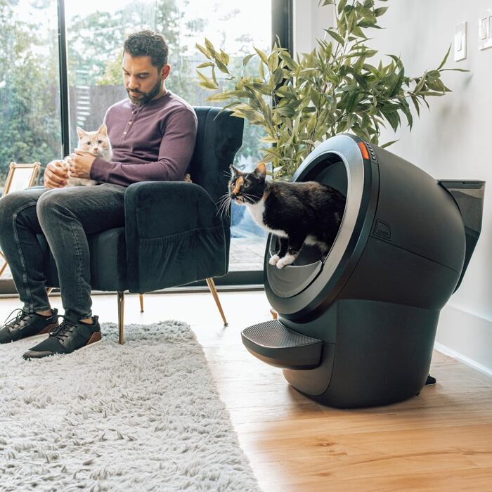 Автоматичний туалет для котів Litter-Robot 4 Whisker, чорний, самочищення, зменшує запахи, для будь-якого грудкуватого наповнювача
