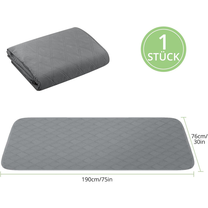 Водонепроникний килимок для собак, неслизька підстилка для тварин, килимок для котів, миючий, для захисту дивану, ліжка, автокрісла (темно-сірий, 76 x 190 см)