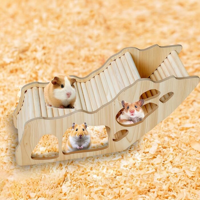 Дерев'яна драбина-споруда для хом'яків Grillix, будиночок, тунель, притулок, іграшка для лазіння та декор для клітки