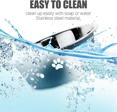 Набори мисок для собак SUOXU з нержавіючої сталі (1560 мл, 2 шт.) з неслизьким дном для собак та котів, великих, середніх та маленьких порід (сірий)