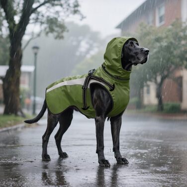 Водонепроникний дощовик для собак Oslueidy, з капюшоном, для малих, середніх та великих собак, цуценят, S-XXL (Зелений, L)