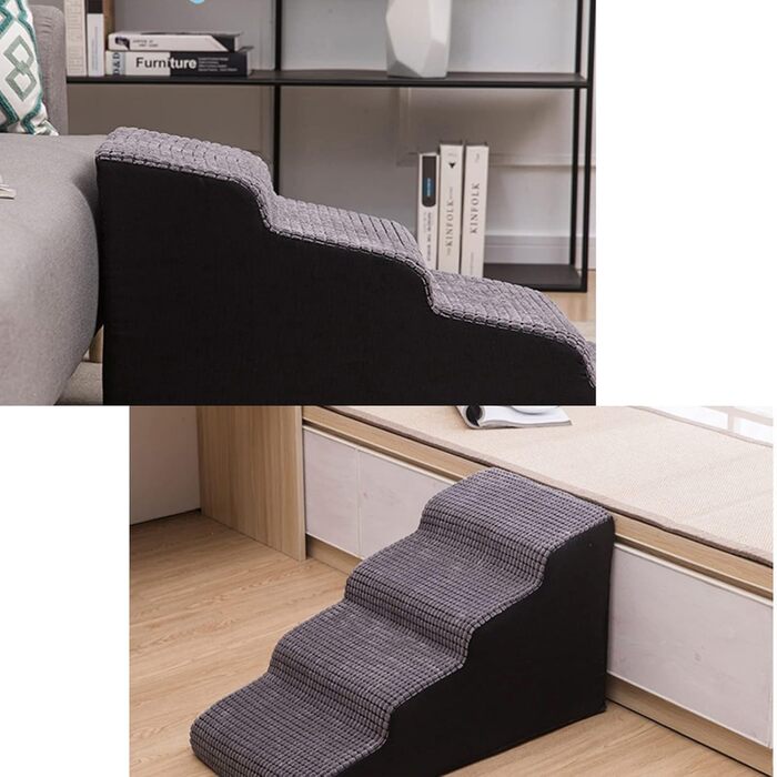 Сходинки для котів та собак Yanman 2 сходинки, для дивану, з щільного пінопласту, знімний чохол, бежевий