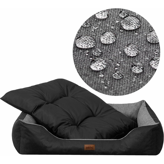 Крісло-ліжко для собак великих, середніх та малих порід - зручне ліжко для домашніх тварин - водонепроникне, розмір L, 92x73 см, графіт з чорним