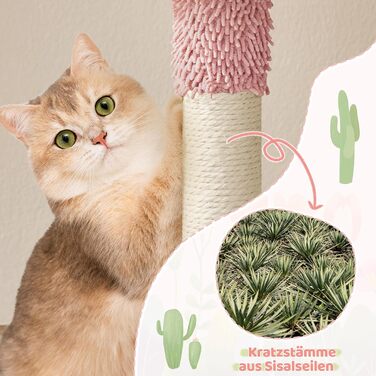 Когтеточка-будинок для котів Yaheetech Kaktus, 106.5 см, бежево-коричнева, з оглядовою платформою та печереєю