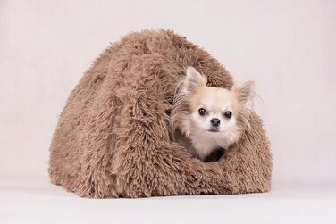 Автокрісло для собак Flamingo Krems круглої форми, 60x50x20 см, знімні подушки, регульовані ремені та короткий поводок (Taupe)