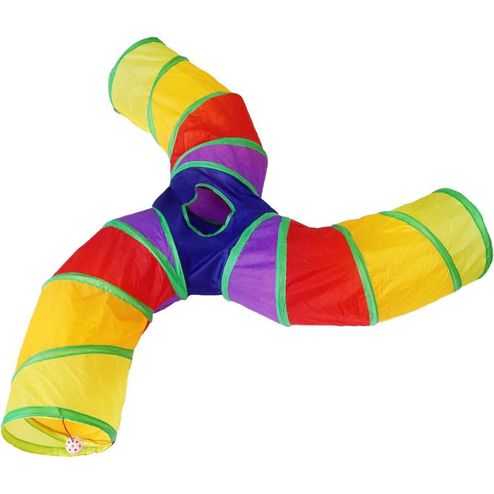 Туннель для котів Bemodst Regenbogen, S-подібний, ігровий, складаний, 3-х шляховий. Підходить для котів, кроликів, хом'яків, цуценят.