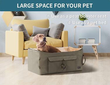 Автокрісло для собак Petsfit L Brown - для великих та 2 маленьких собак, з підкладкою та ременями безпеки