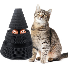 Котячий будиночок з картонної гофротари Treetop від CanadianCat - ігровий комплекс з кульками, чорний, 27,5 x 28 x 28 см