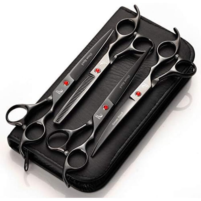 Набір для стрижки тварин, професійні ножиці для грумінгу собак та котів, набір для догляду за шерстю, чорний