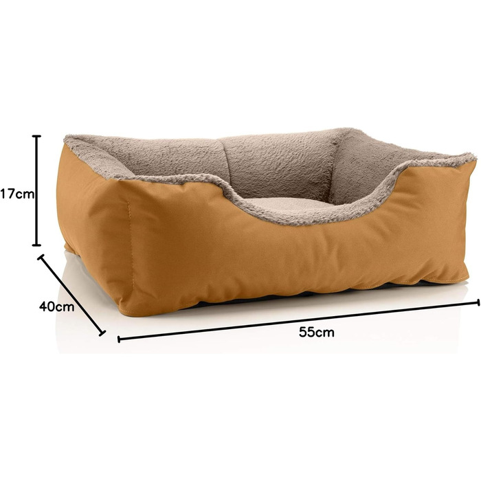 Ліжко для собак BedDog Teddy, м'яке, знімний, пральний чохол, кошик, лежанка, для маленьких собак, S, золотисто-бежевий GOLDEN-SAND, 50 x 35 x 17 см