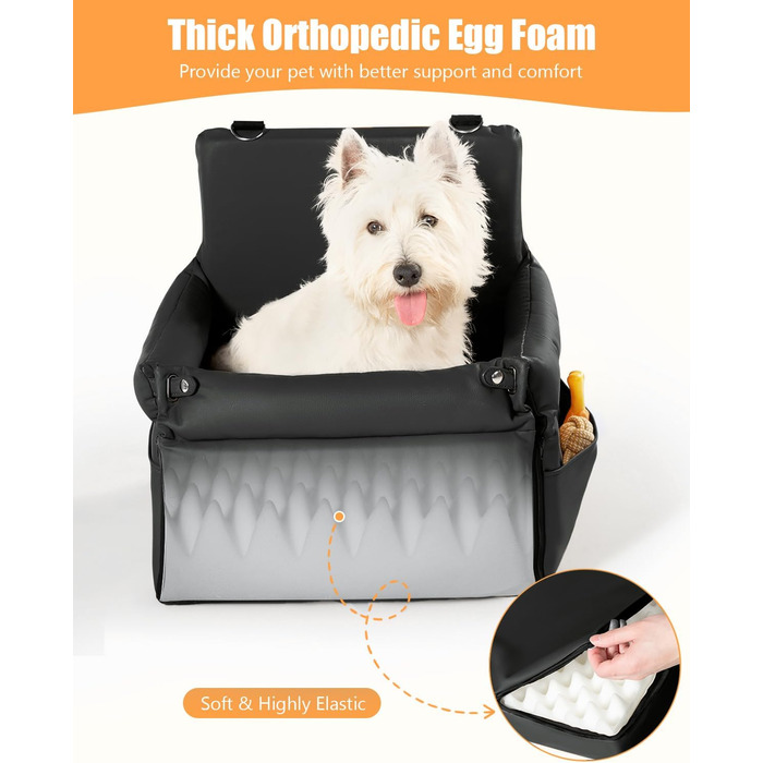 Автокрісло для собак, підвищувач для собак, автокрісло з підсумками, повідком, для тварин до 13,6 кг, шкіряне покриття