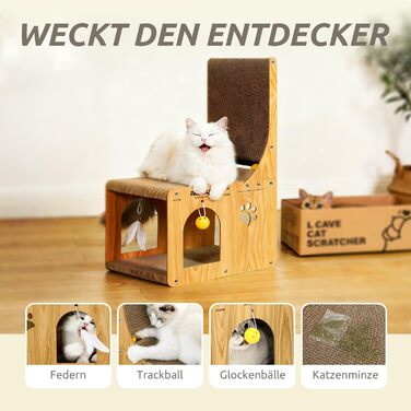 Котячий кігтетоп Pawtasy 2 в 1: для стіни та кута, з іграшкою-м'ячиком, захист меблів