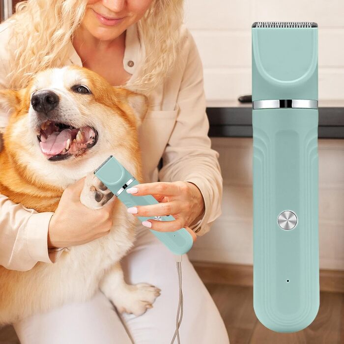 Набір для догляду за шерстю собак 4-в-1: професійні ножиці та акумуляторний триммер | для собак, котів, цуценят | зелений