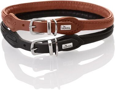 Шкіряний нашийник для собак HUNTER Round & Soft Canadian UP, колір коньячний, 55 см