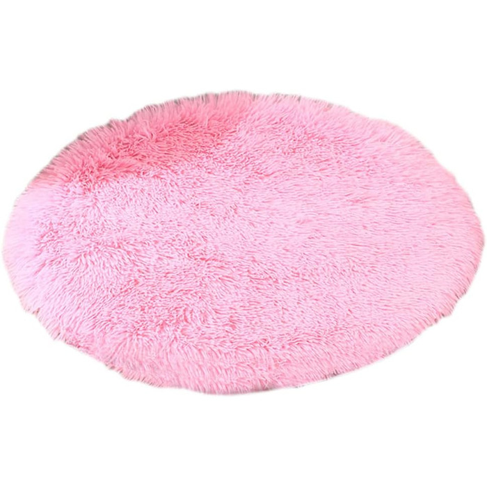 Кругла килимок для собак та котів з штучного хутра, 60 см, рожевий