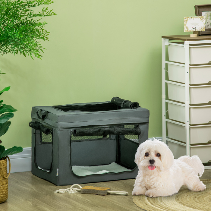 PawHut Dog Bag Box з сітчастим вікном та подушкою, коробка для транспортування кішок Oxford Grey для собак до 4 кг