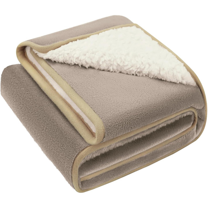 Водонепроникний килимок для собак Luciphia, миючий, для великих та середніх собак та котів, теплий, м'який, з флісу Sherpa, 145 x 165 см, бежевий