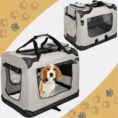 Складана переносна сумка-бокс для собак та котів Petigi (кремовий, M, 60x42x45 см)