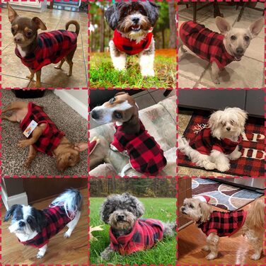 Тепла флісова жилетка для собак Plaid Hundeweste - червона, з кишенею, для зимових днів