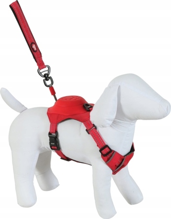 Шлейка для собак (розмір L), червона, з інтегрованою ручкою-поводцем + ласощі з лосося