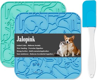 Силіконові килимки для годування котів та собак 2 шт. - сповільнене харчування, 60 присосок, проти ковзання, Bau+Grün-US