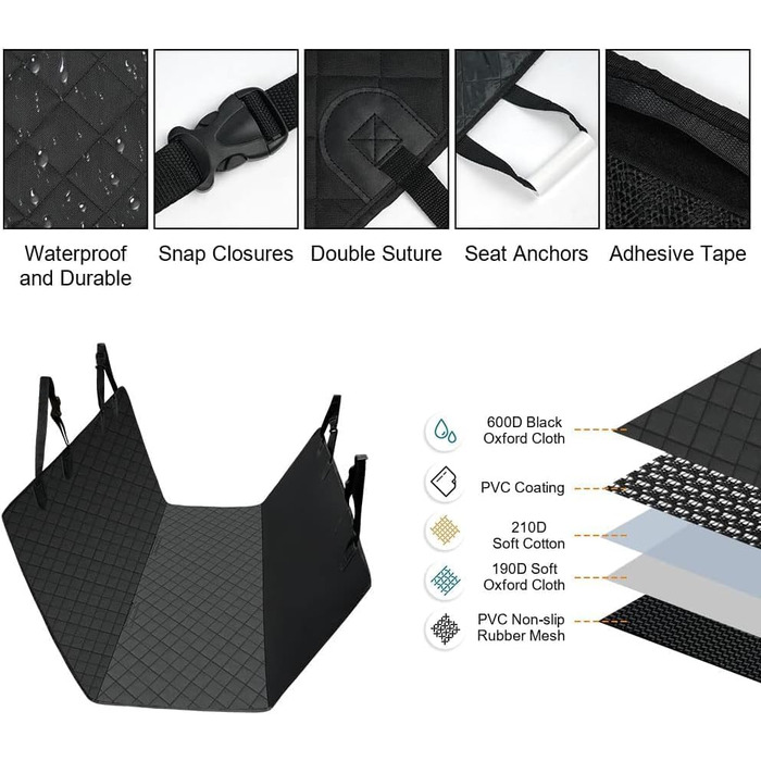 Захист для багажника авто URAQT для собак, 142 x 130 см, водонепроникний, з кріпленням для собаки та мискою