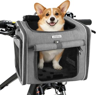 Фаркоп для велосипеда з переноскою для собак, передній велосипедний кошик з 4 дверцятами, сітчастими вікнами, розширюваний, складаний, для котів та собак середніх та малих порід