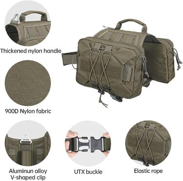 Сервісний рюкзак для собак, регульований Molle, сідельна сумка, жилет-амуніція для середніх і великих порід, COB-L