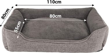Килимок для собак Lionto знімний, сірий, 110x80 см. М'яке ліжко для домашніх тварин з комфортним входом, з антиковзким дном