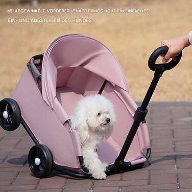 Транспортний візок для собак, маленька візок-будка для собак, складаний з ременем безпеки, легкий причіп для собак до 7 кг, для перевезення, прогулянок на вулиці (рожевий)