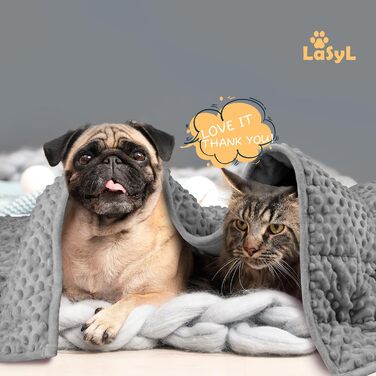 Важка антистресова ковдра для собак LaSyL, м'яка Minky, темно-сіра, для авто, ліжка, дивану, розмір M, прана, заспокійлива, проти страху та тривожності