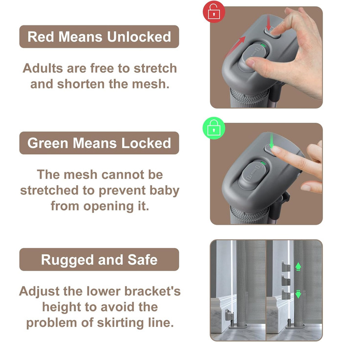 Захисний бар'єр для дитячих воріт Treppenschutzgitter, розтягуваний 0-180 см, сірий, 86x180 см