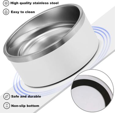 Персоналізований миска для собак та котів - нержавіюча сталева годівниця з іменем, антиковзаюча миска для собак та котів, поїльник для води (білий)