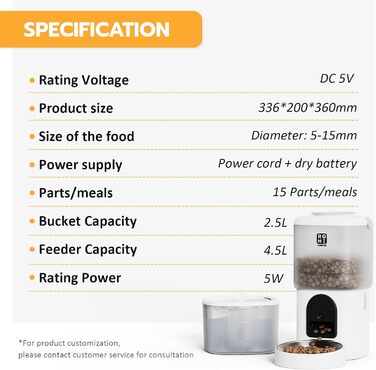 Автоматичний годівник для котів Romiromi з Wi-Fi, 4.5L, сталевий миска