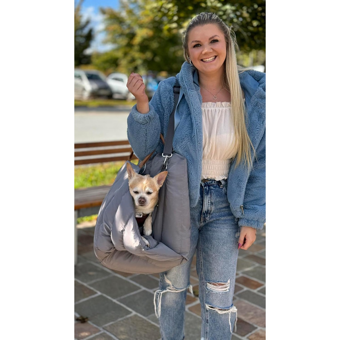 Сучасна переноска для собак Flying Dog Baily 3-в-1: сумка, автокрісло та переноска для маленьких собак до 10 кг (сіра)